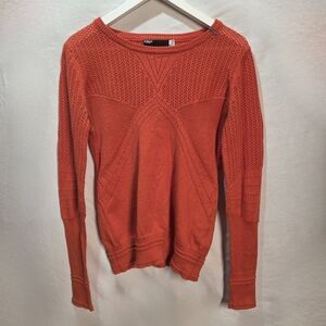 Fox Racing Womens Orange Viper Sweater Knit Geometric Detailing Metal Logo Sz M